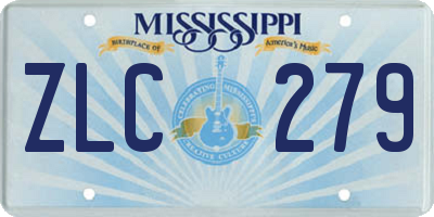 MS license plate ZLC279
