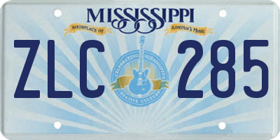 MS license plate ZLC285