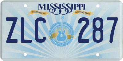 MS license plate ZLC287