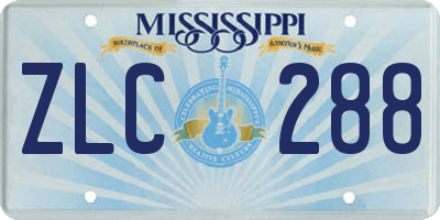 MS license plate ZLC288
