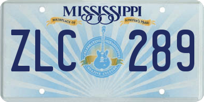 MS license plate ZLC289