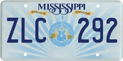 MS license plate ZLC292