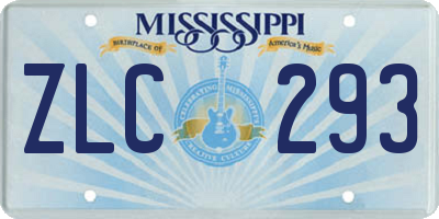 MS license plate ZLC293