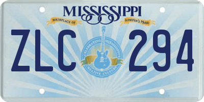 MS license plate ZLC294