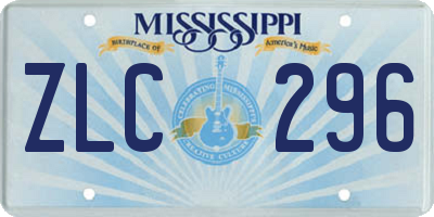 MS license plate ZLC296
