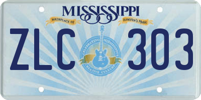 MS license plate ZLC303