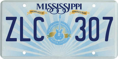 MS license plate ZLC307