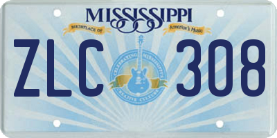 MS license plate ZLC308