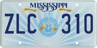 MS license plate ZLC310