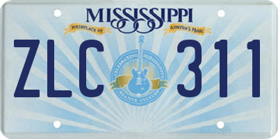 MS license plate ZLC311