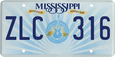 MS license plate ZLC316