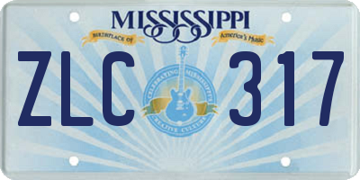 MS license plate ZLC317