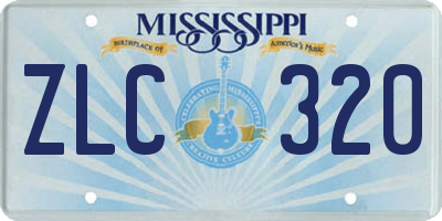 MS license plate ZLC320