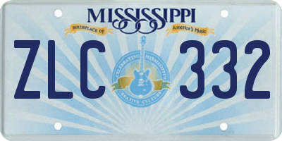 MS license plate ZLC332