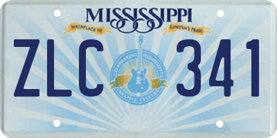 MS license plate ZLC341