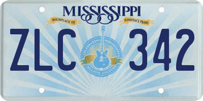 MS license plate ZLC342