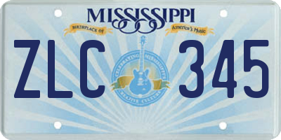 MS license plate ZLC345