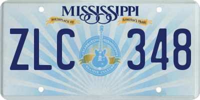 MS license plate ZLC348
