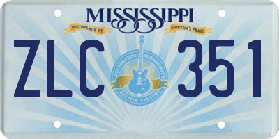 MS license plate ZLC351