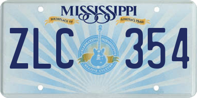 MS license plate ZLC354