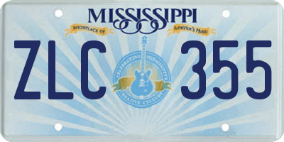 MS license plate ZLC355