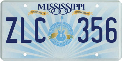 MS license plate ZLC356