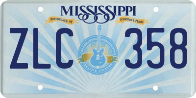 MS license plate ZLC358