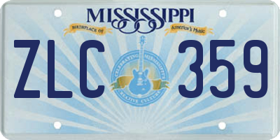 MS license plate ZLC359