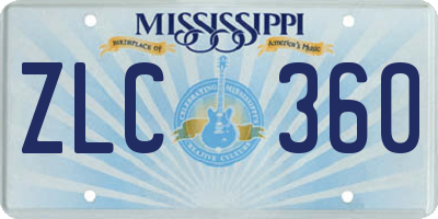 MS license plate ZLC360
