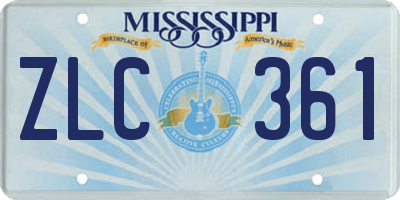 MS license plate ZLC361