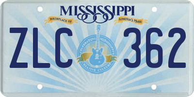 MS license plate ZLC362