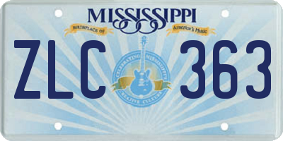 MS license plate ZLC363