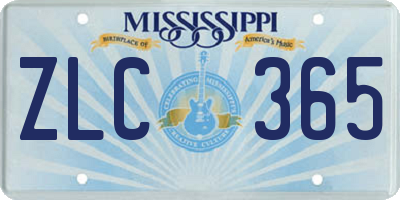 MS license plate ZLC365