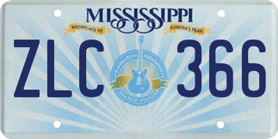 MS license plate ZLC366