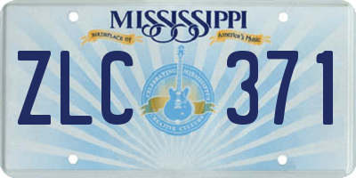 MS license plate ZLC371