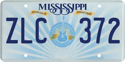 MS license plate ZLC372