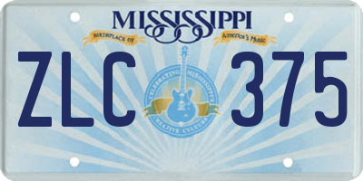 MS license plate ZLC375