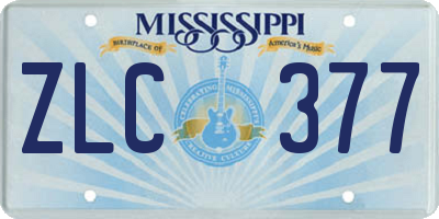 MS license plate ZLC377