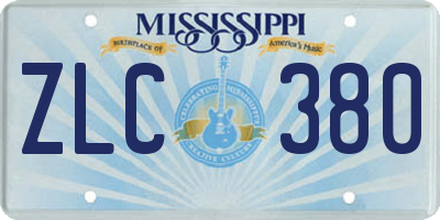 MS license plate ZLC380
