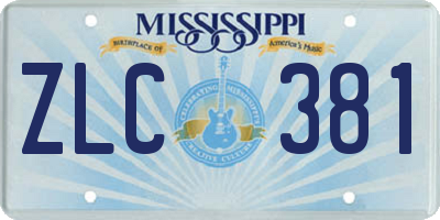 MS license plate ZLC381