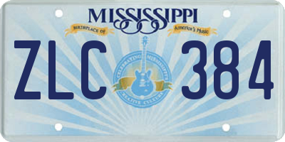 MS license plate ZLC384