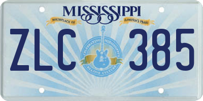 MS license plate ZLC385