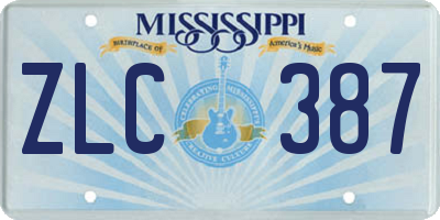MS license plate ZLC387