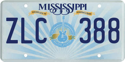 MS license plate ZLC388