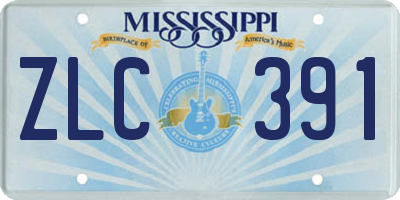 MS license plate ZLC391
