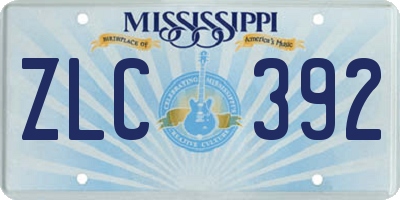 MS license plate ZLC392