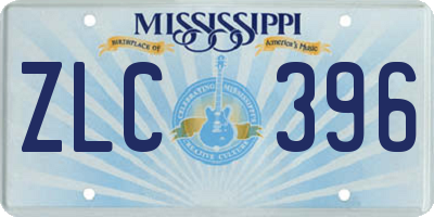 MS license plate ZLC396