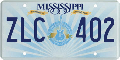 MS license plate ZLC402