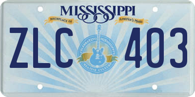 MS license plate ZLC403