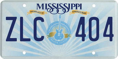 MS license plate ZLC404